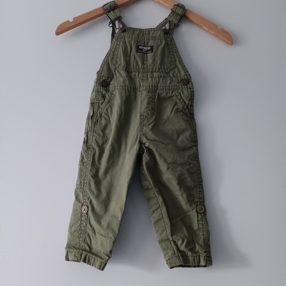 OshKosh B'gosh Other - OshKosh B’gosh Classic Cotton Overalls Olive Green 9–12M Casual